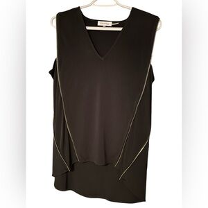 Calvin Klein Black Sleeveless Top with Gold Zipper Accents